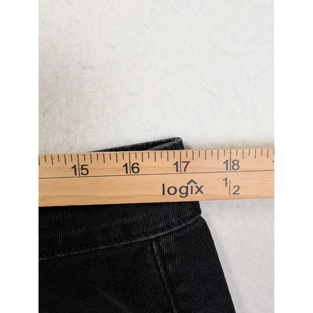 American Eagle Womens Denim Mini Skirt Sz 14 Button Front Black - Picture 7 of 8